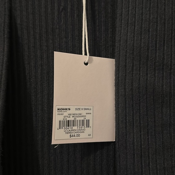 NWT LC Lauren Conrad Dark Gray/Blue Tiered Cardigan Size XS - Picture 2 of 4